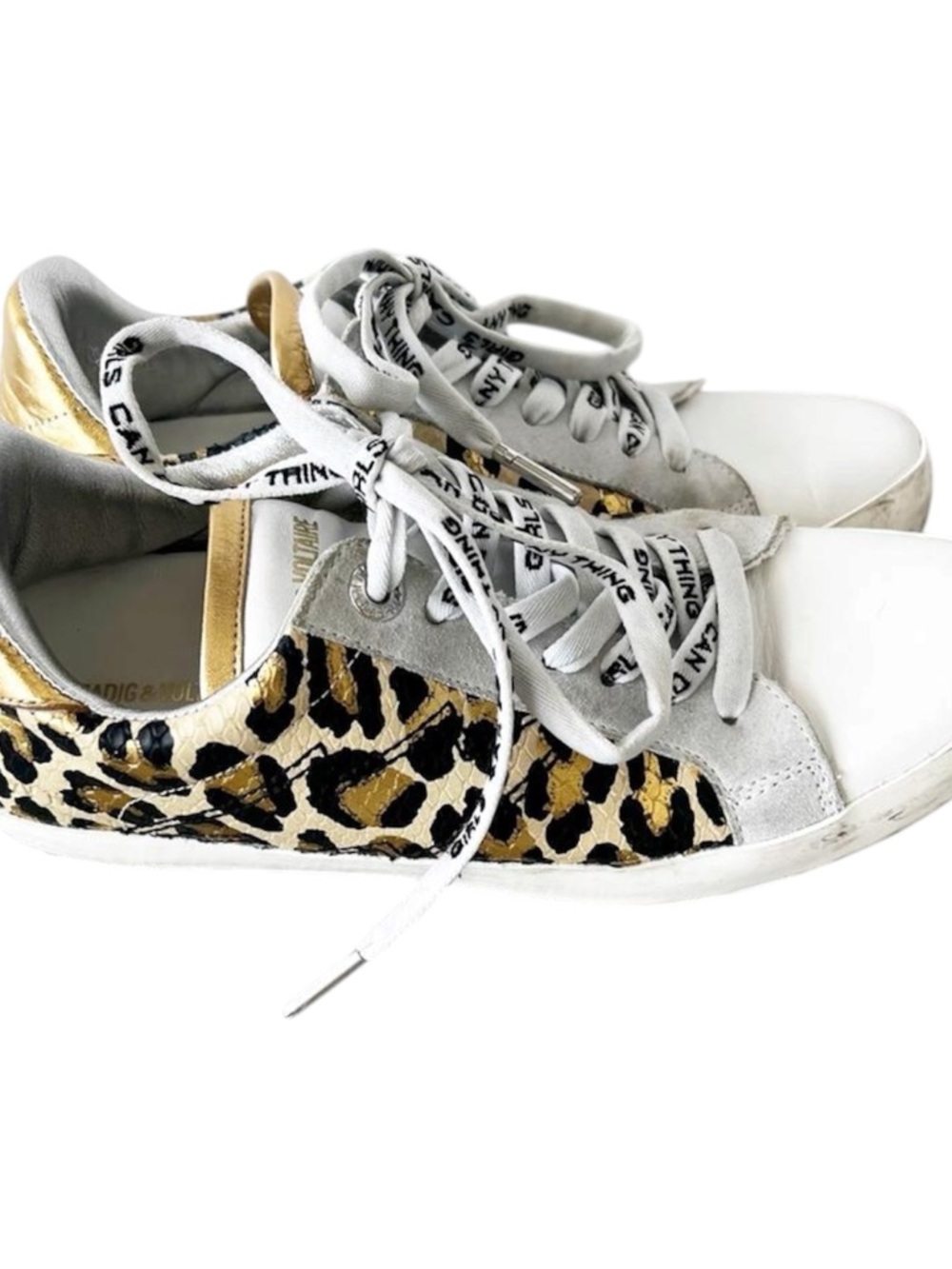 Zadig & Voltaire Women's Leo Wild Sneakers Leopard Metallic Gold White IT36 US7 - Picture 11 of 12